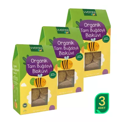 Wefood Kids Organik Tam Buğdaylı Bisküvi (55 gr) 3'lü Set (1)