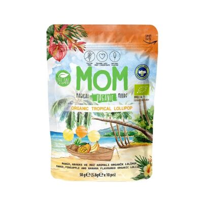MOM Organik Tropikal Lolipop (Ananas & Muz & Mango) 10 adet