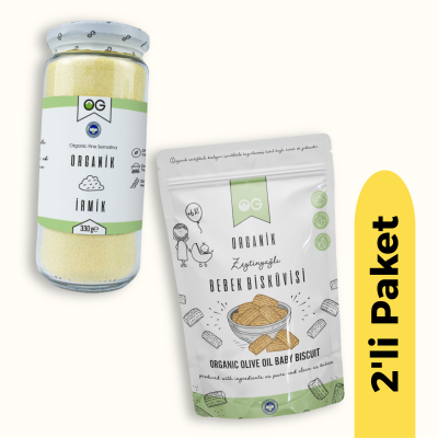 OG Natural Organik İrmik (330 gr) Organik Zeytinyağlı Bisküvi (300 gr) 2'li Set - 1