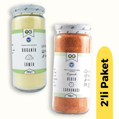OG Natural Organik İrmik (330 gr) ve Organik Bebek Tarhanası +6 Ay (400 gr) 2'li Set