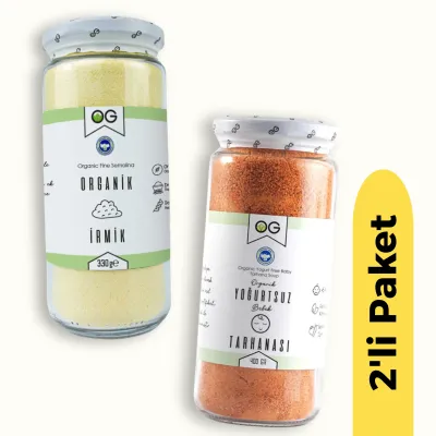 OG Natural  Organik İrmik (330 gr) ve Organik Yoğurtsuz Bebek Tarhanası +6 Ay (400 gr) 2'li Set
