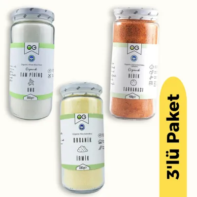 OG Natural Organik İrmik & Organik Tam Pirinç Unu & Organik Bebek Tarhanası 3'lü Set