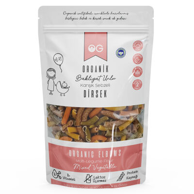 OG Natural Organik Karışık Sebzeli Bakliyat Unlu Dirsek Makarna +8 Ay (200 gr)