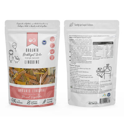 OG Natural Organik Karışık Sebzeli Bakliyat Unlu Şerit Makarna Linguine +8 Ay (200 gr) - 2