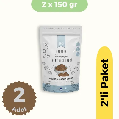OG Natural Organik Keçiboynuzlu Bebek Bisküvisi +6 Ay 2'li Set (2x150 gr)