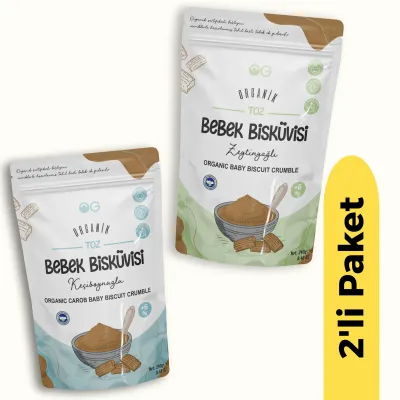 OG Natural Organik Keçiboynuzlu Toz Bebek Bisküvisi (240 gr) ve Organik Toz Zeytinyağlı Bebek Bisküvisi (240 gr) 2'li set