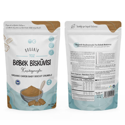 OG Natural Organik Keçiboynuzlu Toz Bebek Bisküvisi (240 gr) ve Organik Toz Zeytinyağlı Bebek Bisküvisi (240 gr) 2'li set (1)