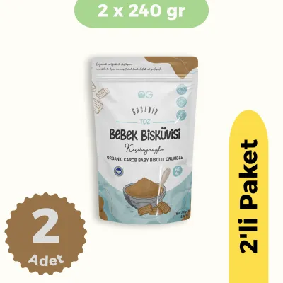 OG Natural Organik Keçiboynuzlu Toz Bebek Bisküvisi +6 Ay 2'li Set (2x240 gr)