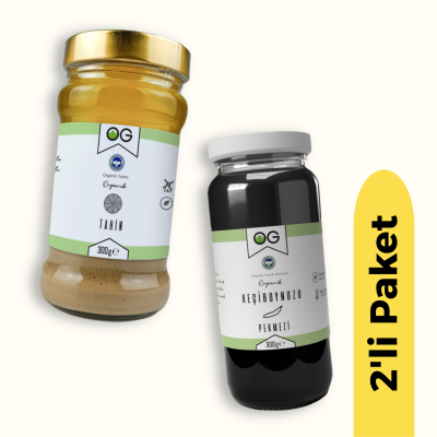 OG Natural Organik Keçiboynuzu Pekmezi (300 gr) ve Organik Tahin (300 gr) 2'li Set