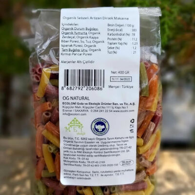 OG Natural Organik Sebzeli Artizan Dirsek Makarna (400 gr) (1)