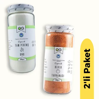 OG Natural Organik Tam Pirinç Unu (300 gr) ve Organik Bebek Tarhanası +6 Ay (400 gr) 2'li Set