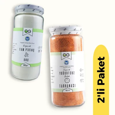 OG Natural Organik Tam Pirinç Unu (300 gr) ve Organik Yoğurtsuz Bebek Tarhanası +6 Ay (400 gr) 2'li Set