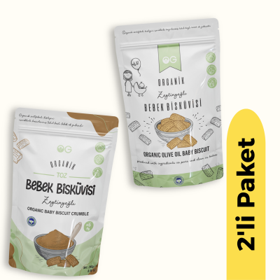 OG Natural Organik Zeytinyağlı Bisküvi (300 gr) ve Organik Toz Zeytinyağlı Bebek Bisküvisi (240 gr) 2'li set - 1