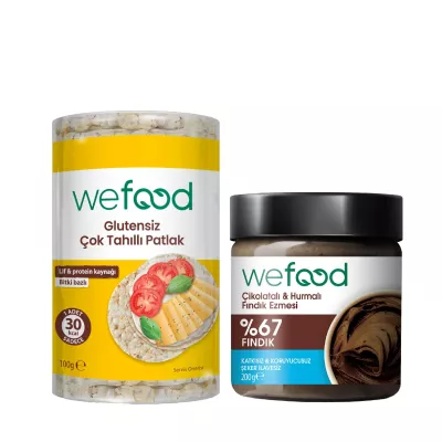 Wefood Çikolatalı Hurmalı Fındık Ezmesi (200 gr) ve Çok Tahıllı Patlak Glutensiz (100 gr) - 2'li Seti