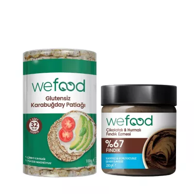 Wefood Çikolatalı Hurmalı Fındık Ezmesi (200 gr) ve Karabuğday Patlağı Glutensiz (100 gr) 2'li Set