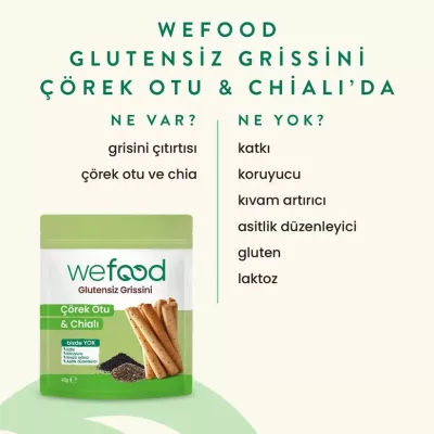 Wefood Glutensiz Grissini Çörek Otu & Chia'lı 40 Gr (1)