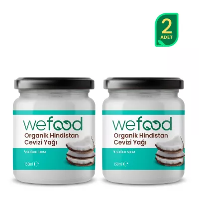 Wefood Organik Hindistan Cevizi Yağı (Soğuk Sıkım) 150 ml 2'li Set (1)