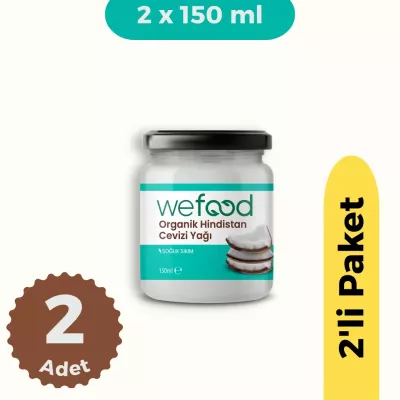 Wefood Organik Hindistan Cevizi Yağı (Soğuk Sıkım) 150 ml 2'li Set
