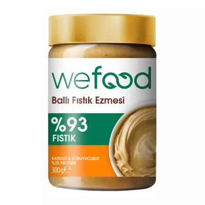Wefood Ballı Fıstık Ezmesi Fıstık Parçacıklı Şekersiz (300 gr)