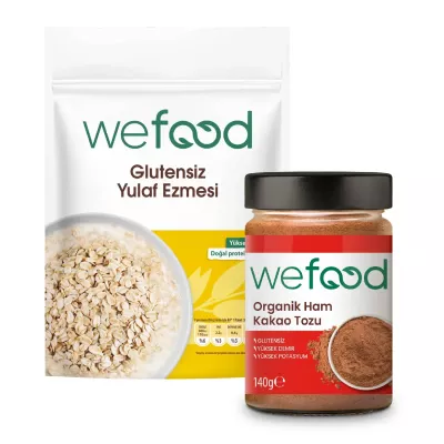 Wefood Yulaf Ezmesi Glutensiz (300 gr) ve Organik Ham Kakao Tozu (140 gr) 2'li Set